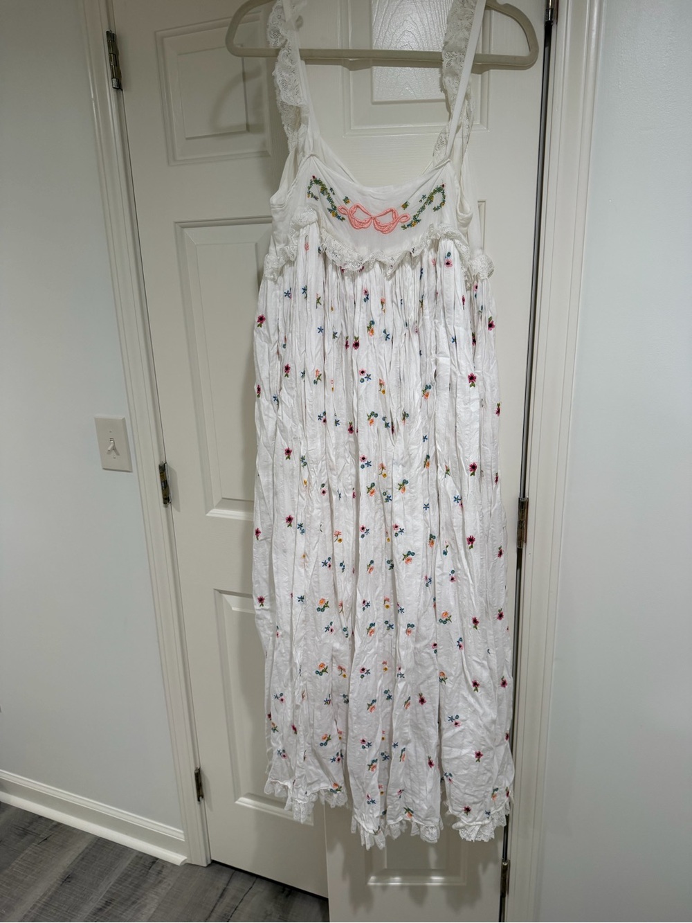 Free people Starlight Babydoll White Floral Embroidered Maxi Dress - Picture 3 of 7